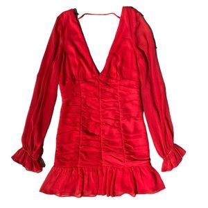 NWT ASOS Red Fitted Ruched Mini Dress Size 10